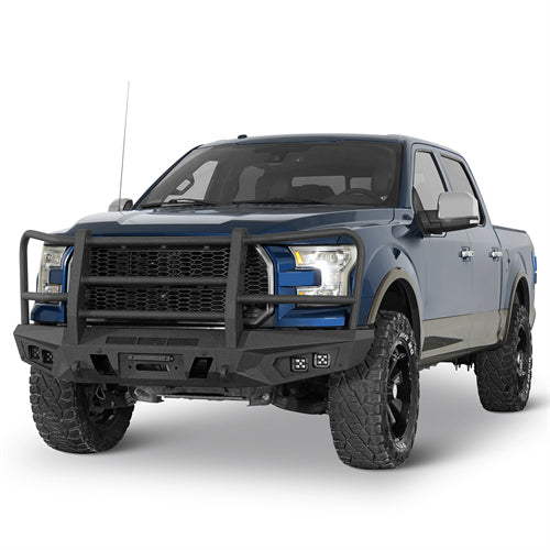 agnus Front Bumper w/ Grille Guard For 2015-2017 Ford F-150 (Excluding Raptor) - Landshaker4x4
