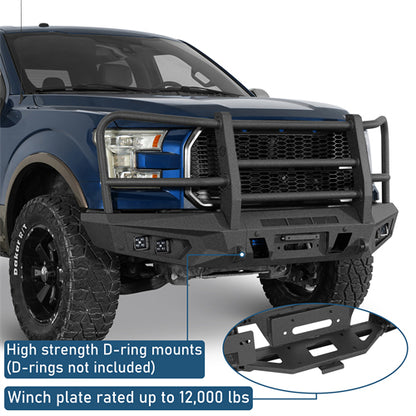 agnus Front Bumper w/ Grille Guard For 2015-2017 Ford F-150 (Excluding Raptor) - Landshaker4x4