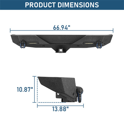 Off-Road Rear Bumper w/ LED spotlights For 2018-2024 Jeep Wrangler JL - LandShaker