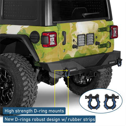 Off-Road Rear Bumper w/ LED spotlights For 2018-2024 Jeep Wrangler JL - LandShaker