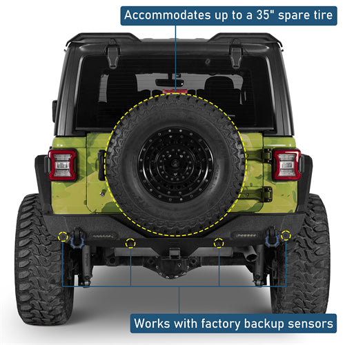 Off-Road Rear Bumper w/ LED spotlights For 2018-2024 Jeep Wrangler JL - LandShaker