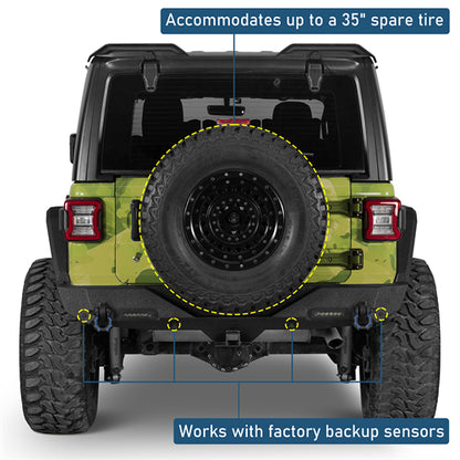 Off-Road Rear Bumper w/ LED spotlights For 2018-2024 Jeep Wrangler JL - LandShaker