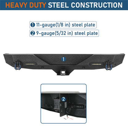 Off-Road Rear Bumper w/ LED spotlights For 2018-2024 Jeep Wrangler JL - LandShaker