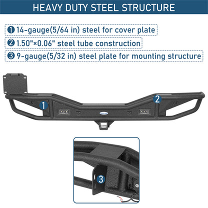 Rock Crawler Rear Bumper For 2018-2026 Jeep Wrangler JL - Landshaker4x4