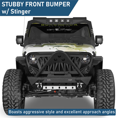 Stubby Front Bumper For 2018-2026 Jeep Wrangler JL & Gladiator JT - Landshaker4x4