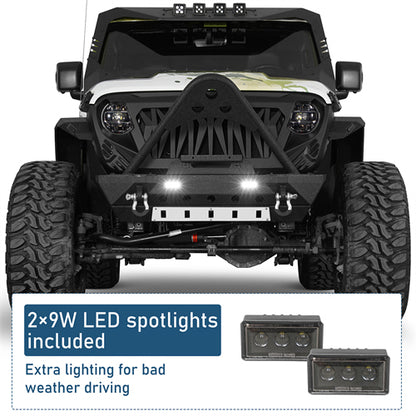 Stubby Front Bumper For 2018-2026 Jeep Wrangler JL & Gladiator JT - Landshaker4x4