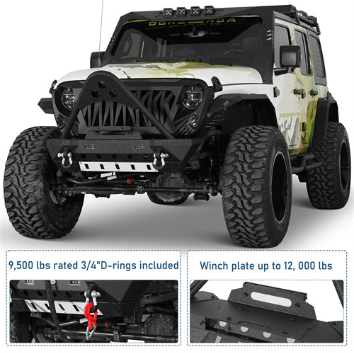 Stubby Front Bumper For 2018-2026 Jeep Wrangler JL & Gladiator JT - Landshaker4x4
