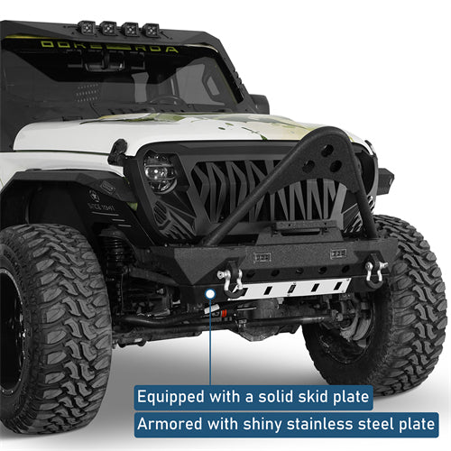 Stubby Front Bumper For 2018-2026 Jeep Wrangler JL & Gladiator JT - Landshaker4x4