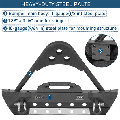 Stubby Front Bumper For 2018-2026 Jeep Wrangler JL & Gladiator JT - Landshaker4x4