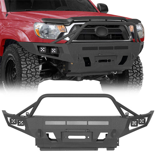 ExplorerX Front Bumper w/ LED Spot Lights For 2012-2015 Toyota Tacoma - Landshaker4x4