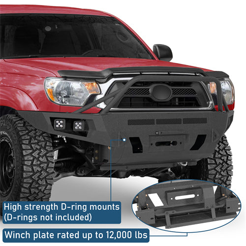 ExplorerX Front Bumper w/ LED Spot Lights For 2012-2015 Toyota Tacoma - Landshaker4x4