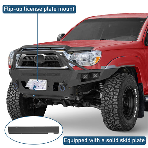 ExplorerX Front Bumper w/ LED Spot Lights For 2012-2015 Toyota Tacoma - Landshaker4x4