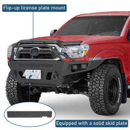 ExplorerX Front Bumper w/ LED Spot Lights For 2012-2015 Toyota Tacoma - Landshaker4x4