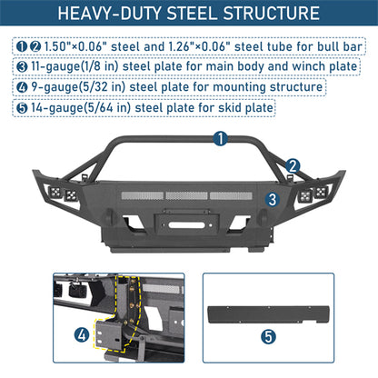 ExplorerX Front Bumper w/ LED Spot Lights For 2012-2015 Toyota Tacoma - Landshaker4x4
