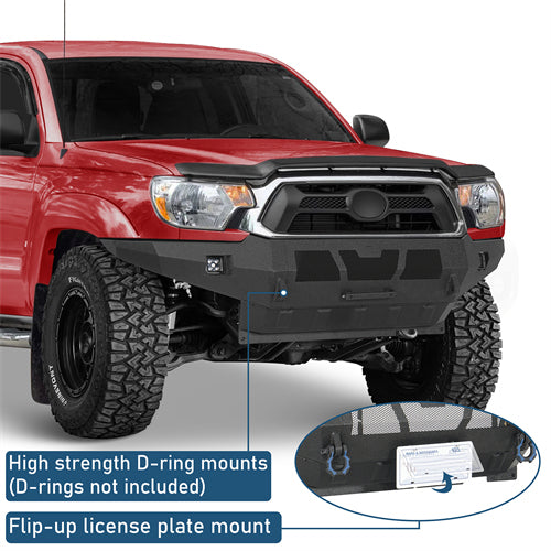 Grizzly Series Full-Width Front Bumper w/ LED Lights For 2012-2015 Toyota Tacoma - Landshaker4x4