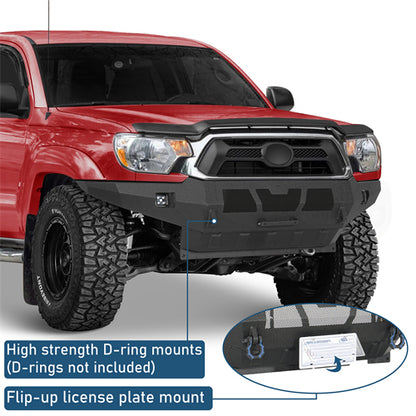 Grizzly Series Full-Width Front Bumper w/ LED Lights For 2012-2015 Toyota Tacoma - Landshaker4x4