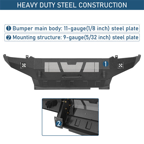 Grizzly Series Full-Width Front Bumper w/ LED Lights For 2012-2015 Toyota Tacoma - Landshaker4x4