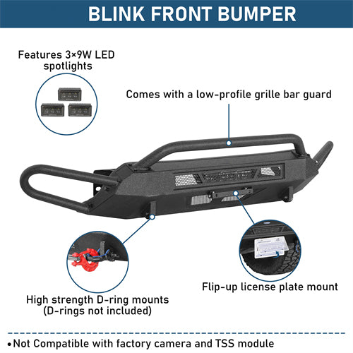 Blink Stubby Front Bumper w/ Side Tube Guard For 2016-2023 Toyota Tacoma - Landshaker4x4