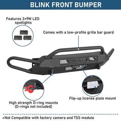 Blink Stubby Front Bumper w/ Side Tube Guard For 2016-2023 Toyota Tacoma - Landshaker4x4