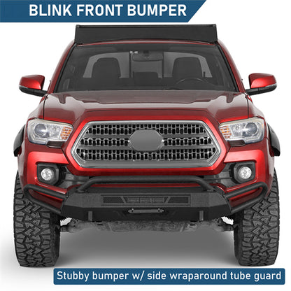Blink Stubby Front Bumper w/ Side Tube Guard For 2016-2023 Toyota Tacoma - Landshaker4x4