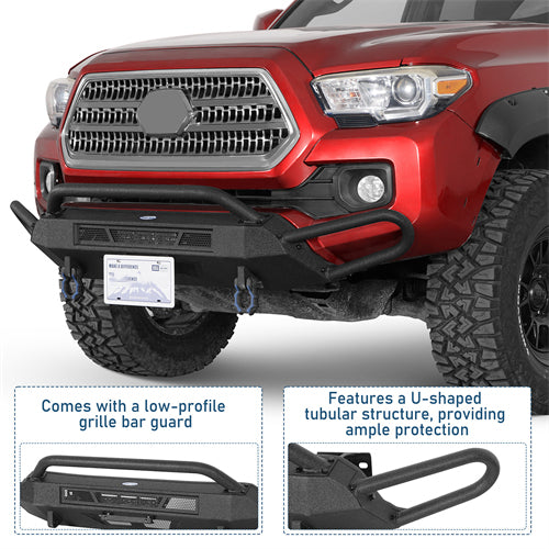 Blink Stubby Front Bumper w/ Side Tube Guard For 2016-2023 Toyota Tacoma - Landshaker4x4