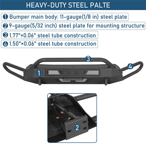 Blink Stubby Front Bumper w/ Side Tube Guard For 2016-2023 Toyota Tacoma - Landshaker4x4