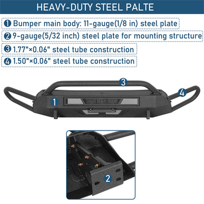 Blink Stubby Front Bumper w/ Side Tube Guard For 2016-2023 Toyota Tacoma - Landshaker4x4