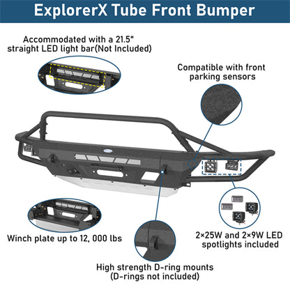 ExplorerX Tube Front Bumper For 2014-2021 Toyota Tundra - Landshaker4x4