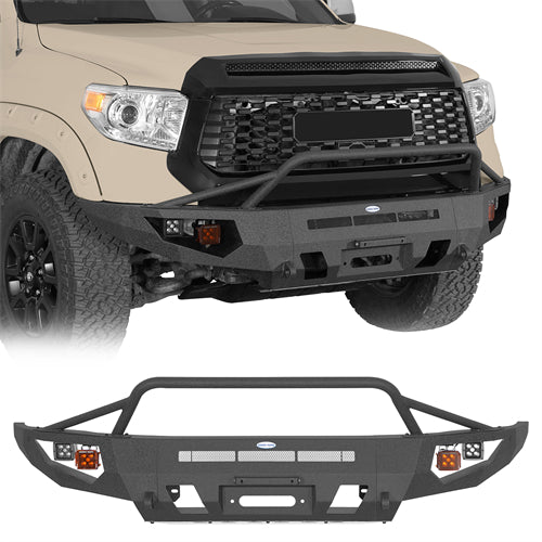 ExplorerX Front Bumper w/ LED Spot Lights For 2014-2021 Toyota Tundra - Landshaker4x4