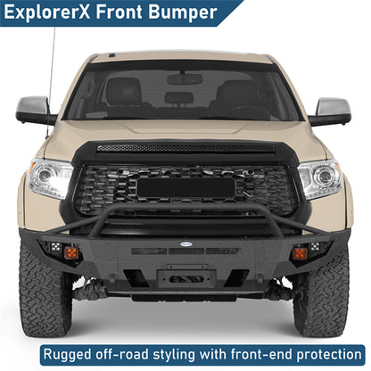ExplorerX Front Bumper w/ LED Spot Lights For 2014-2021 Toyota Tundra - Landshaker4x4