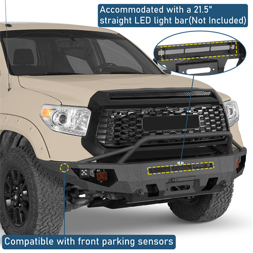 ExplorerX Front Bumper w/ LED Spot Lights For 2014-2021 Toyota Tundra - Landshaker4x4