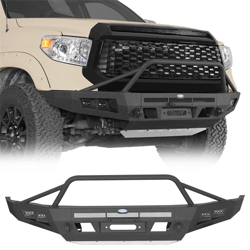 ExplorerX Front Bumper w/ LED Spot Lights For 2014-2021 Toyota Tundra - Landshaker4x4