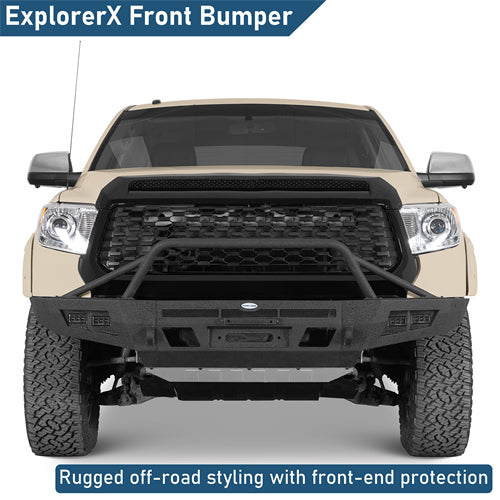 ExplorerX Front Bumper w/ LED Spot Lights For 2014-2021 Toyota Tundra - Landshaker4x4
