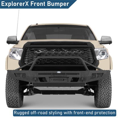 ExplorerX Front Bumper w/ LED Spot Lights For 2014-2021 Toyota Tundra - Landshaker4x4
