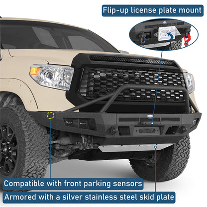 ExplorerX Front Bumper w/ LED Spot Lights For 2014-2021 Toyota Tundra - Landshaker4x4