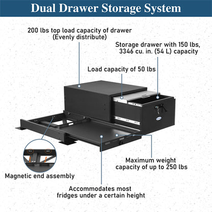 Cargo Drawer & Fridge Slide Mount System For 2015-2025 Jeep Wrangler JK & JL 4-Door & 2021-2025 Ford Bronco 4-Door - Landshaker4x4