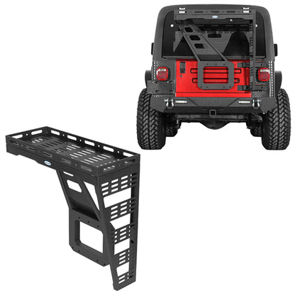 Tailgate Basket Rear Cargo Rack System  For 1997-2006 Jeep Wrangler TJ - Landshaker4x4