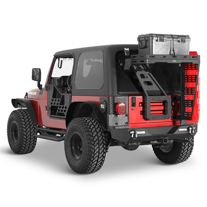 Tailgate Basket Rear Cargo Rack System  For 1997-2006 Jeep Wrangler TJ - Landshaker4x4