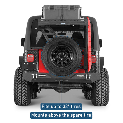 Tailgate Basket Rear Cargo Rack System  For 1997-2006 Jeep Wrangler TJ - Landshaker4x4