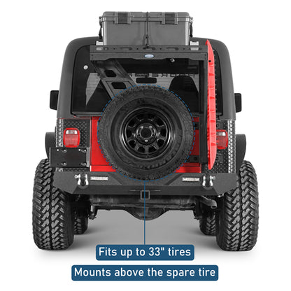 Tailgate Basket Rear Cargo Rack System  For 1997-2006 Jeep Wrangler TJ - Landshaker4x4