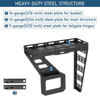 Tailgate Basket Rear Cargo Rack System  For 1997-2006 Jeep Wrangler TJ - Landshaker4x4