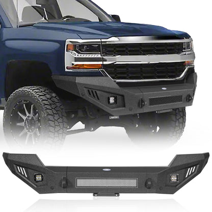 LandShaker Chevy Silverado Full Width Front Bumper w/ LED Spotlights for 2016-2018 Chevy Silverado 1500 lsg9029 1
