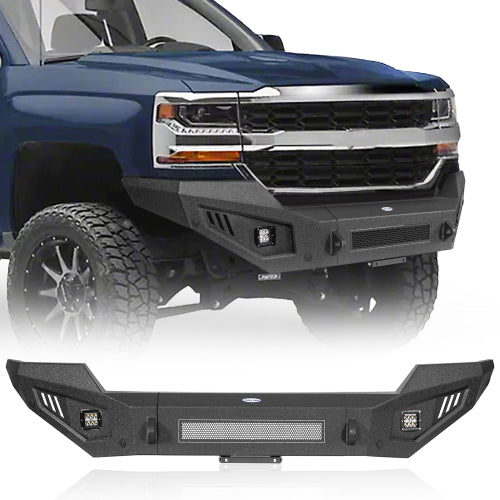 LandShaker Chevy Silverado Full Width Front Bumper w/ LED Spotlights for 2016-2018 Chevy Silverado 1500 lsg9029 1