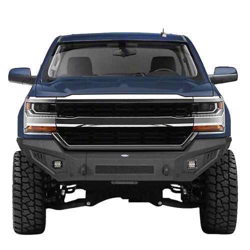 LandShaker Chevy Silverado Full Width Front Bumper w/ LED Spotlights for 2016-2018 Chevy Silverado 1500 lsg9029 2
