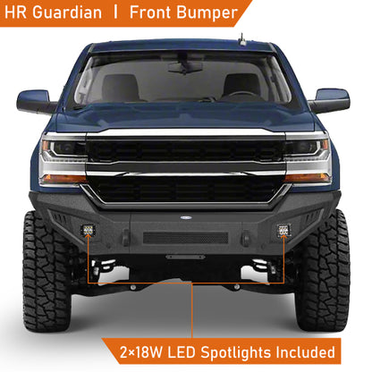 LandShaker Chevy Silverado Full Width Front Bumper w/ LED Spotlights for 2016-2018 Chevy Silverado 1500 lsg9029 9