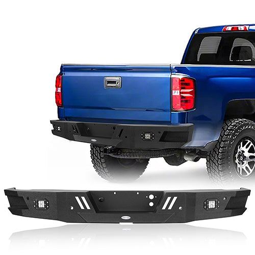 Chevrolet Silverado Rear Bumper w/LED Floodlights for 2007-2018 Chevy Silverado 1500 - LandShaker 4x4 LSG.9025 1