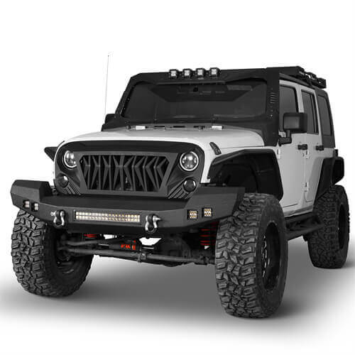 Climber Front Bumper & Different Trail Rear Bumper Combo Kit for 2007-2018 Jeep Wrangler JK JKU - LandShaker 4x4  LSG.2052+LSG.2030 3