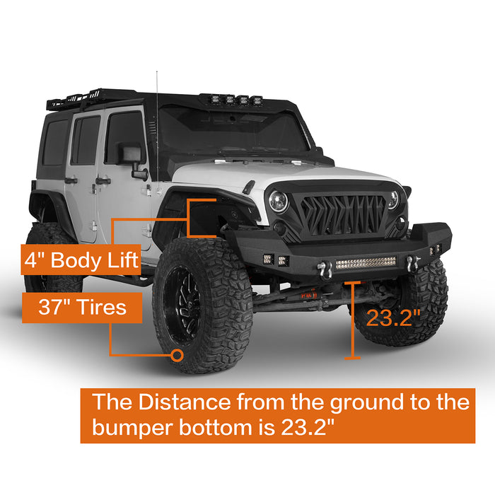 Climber Front Bumper & Different Trail Rear Bumper Combo Kit for 2007-2018 Jeep Wrangler JK JKU - LandShaker 4x4  LSG.2052+LSG.2030 8