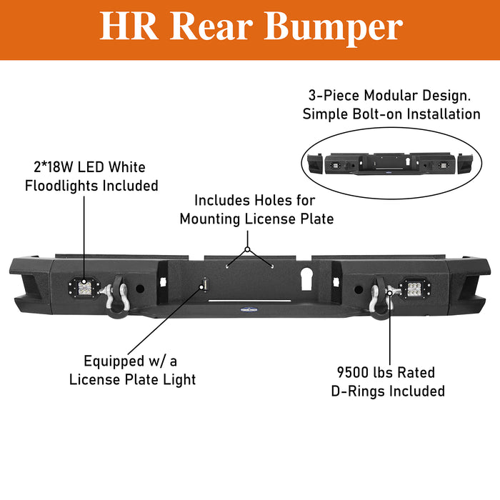 Dodge Ram 2500 Rear Bumper w/LED Floodlights for 2010-2018 Ram 2500 - LandShaker 4x4 LSG.6401 9