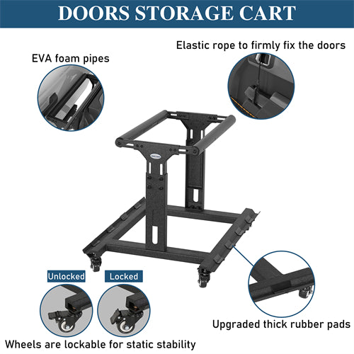 Doors Storage Cart for 2 Doors For 1981-2025 Jeep CJ-8 / Jeep Wrangler YJ TJ JK JL / Gladiator JT / 2021-2025 Ford Bronco - Ultralisk4x4